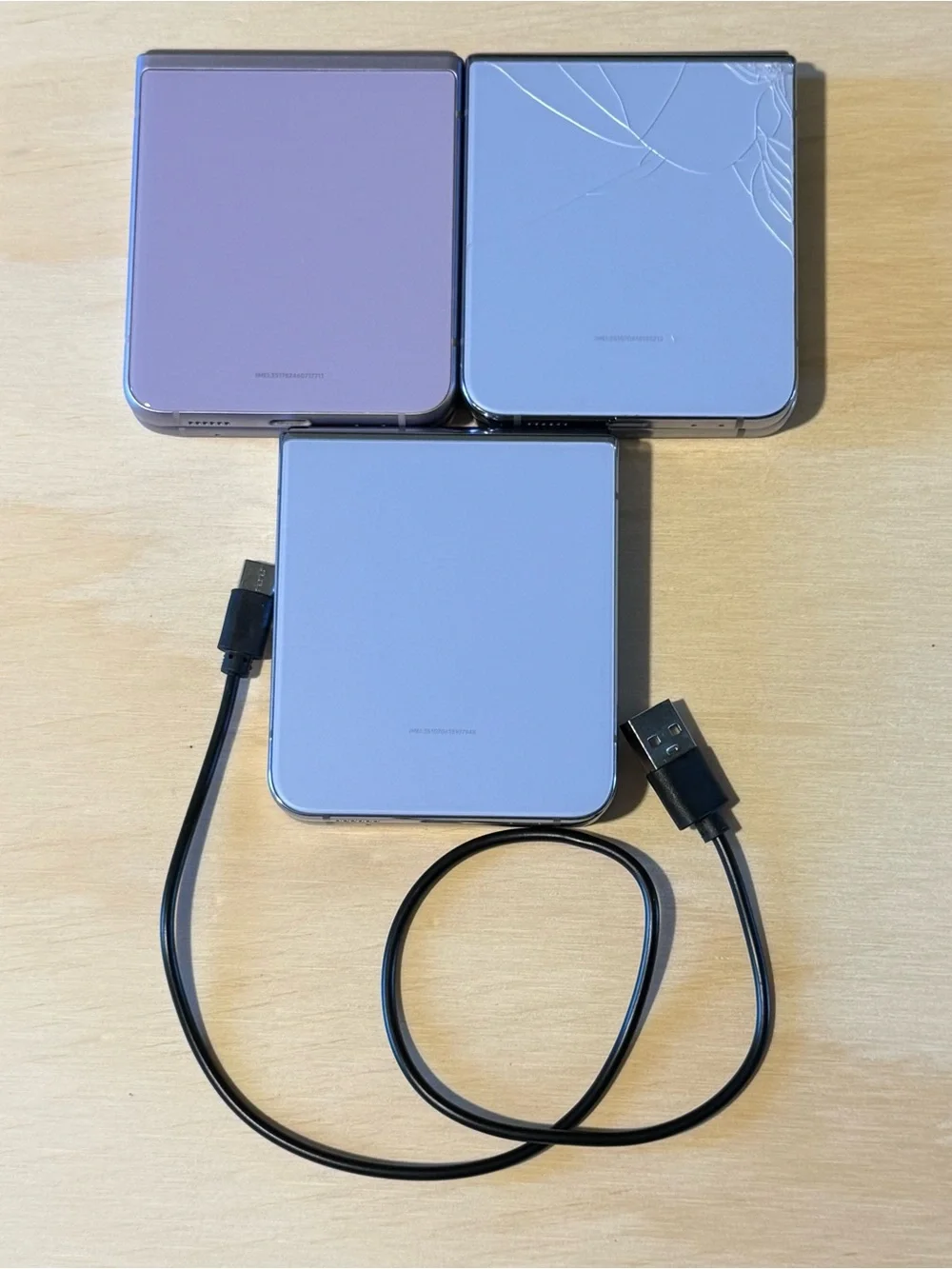 3-Samsung Galaxy Z Flip3 Purple/Blue BROKEN Inside Screens For Parts/Repair-Only